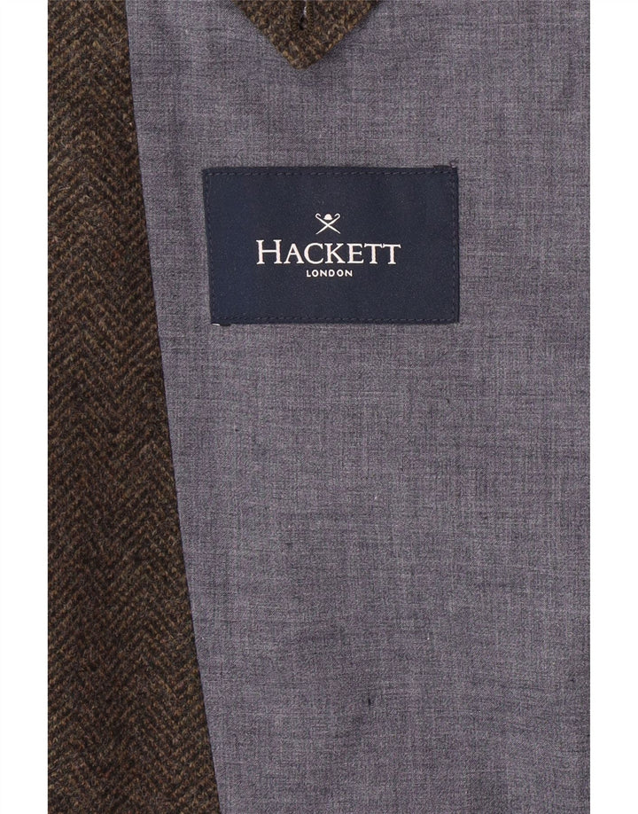 HACKETT Veste blazer à 3 boutons pour homme UK 44 XL en laine à chevrons marron
