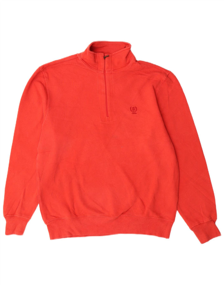 Izod Mens 1/4 Zip Sweatshirt Jumper Petit Rouge Coton