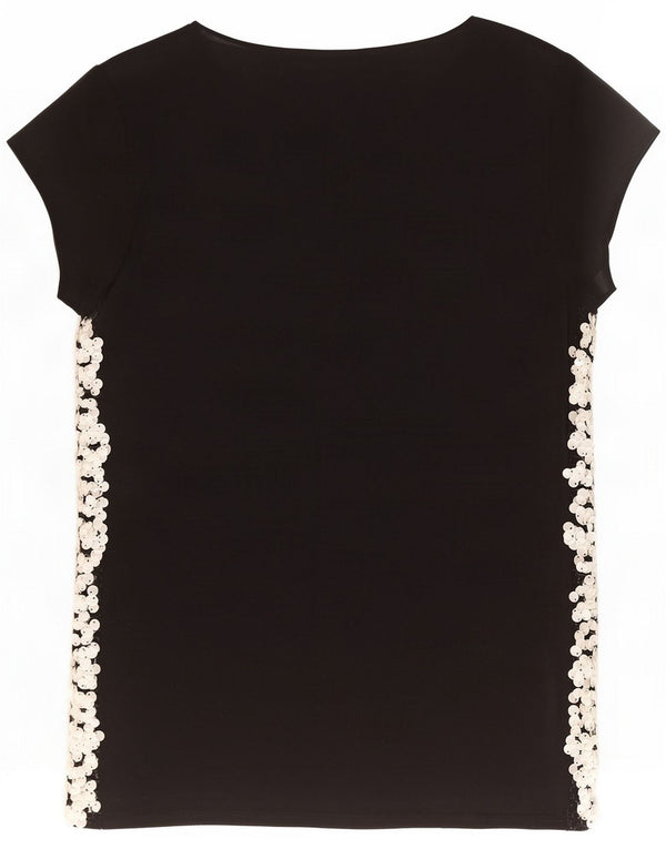 MINT VELVET Womens Sequin Blouse Top UK 12 Medium Black Flecked