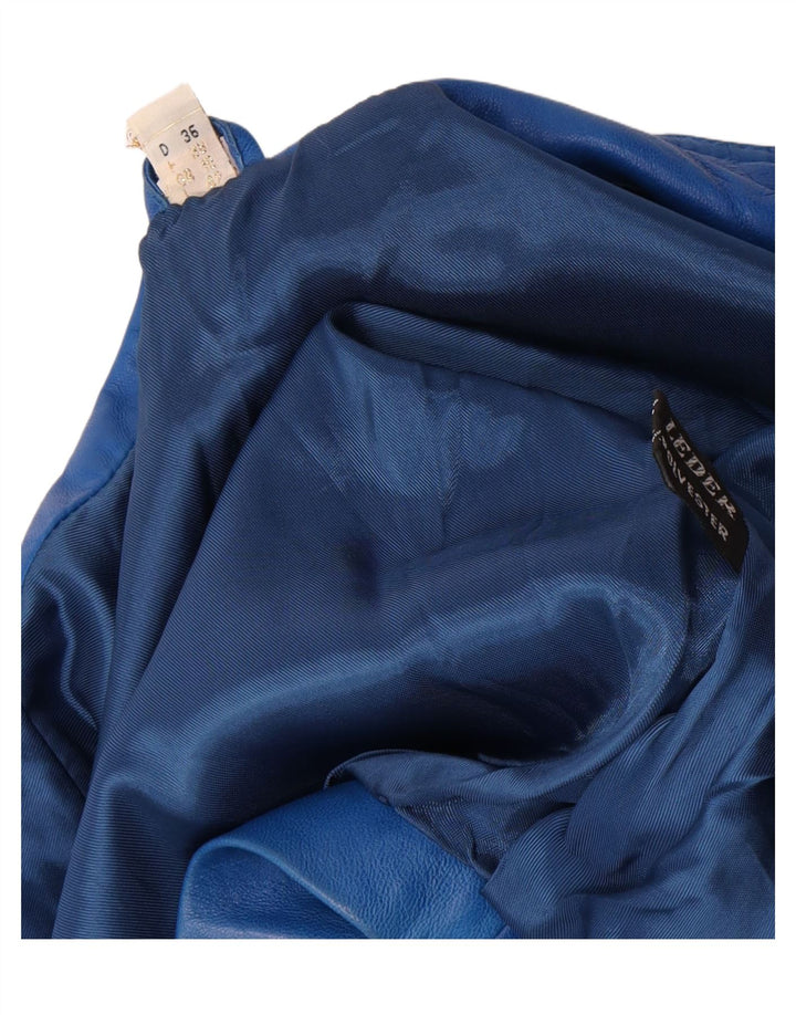veste en cuir crop femme vintage UK 10 Petit Bleu