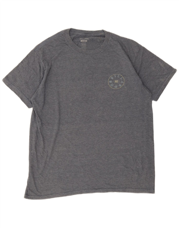 Billabong Mens Graphic T-Shirt Top Large Gris Moucheté Coton
