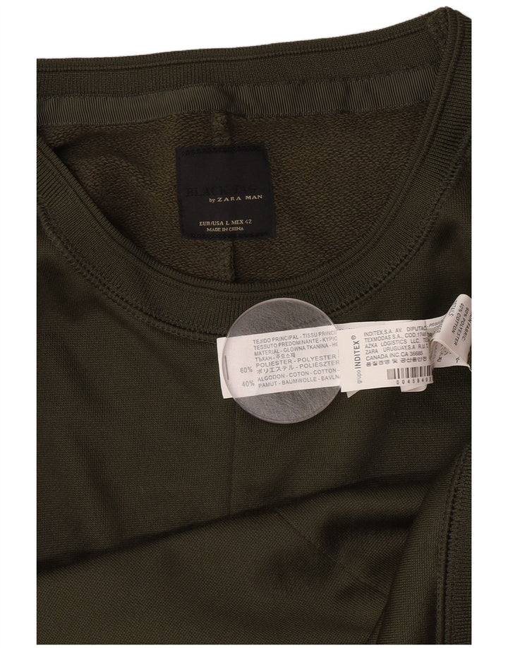 Zara Homme Sweatshirt Jumper Large Kaki Polyester