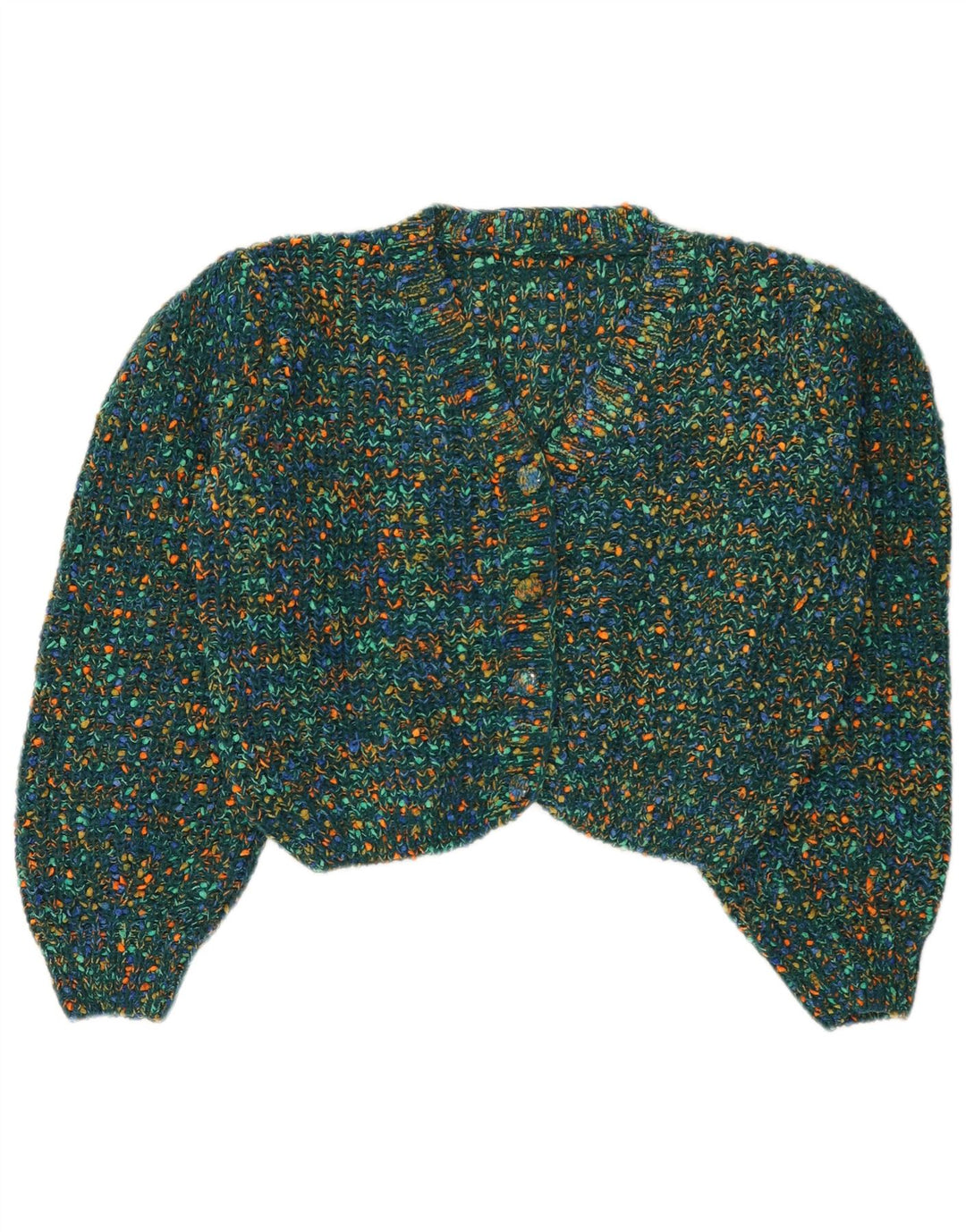 Cider Womens Crop Cardigan Pull UK 16 Grand Vert Moucheté Polyester