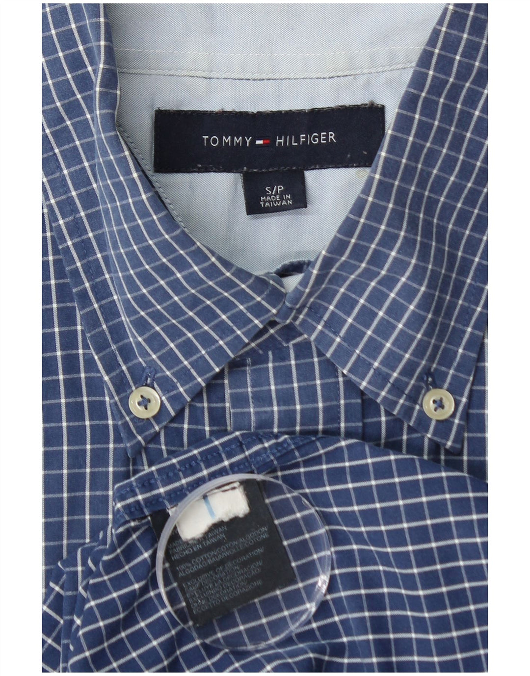 TOMMY HILFIGER Chemise à Manches Courtes Homme Petit Carreau Bleu Coton
