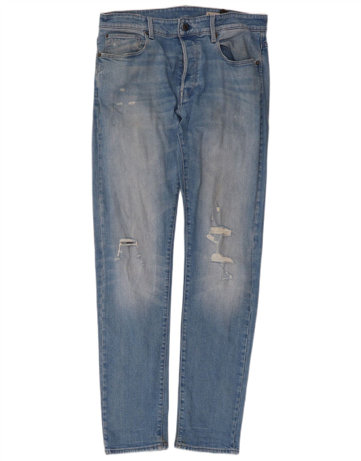 G-Star Homme 3301 Jean Slim effet vieilli W34 L34 Bleu Coton
