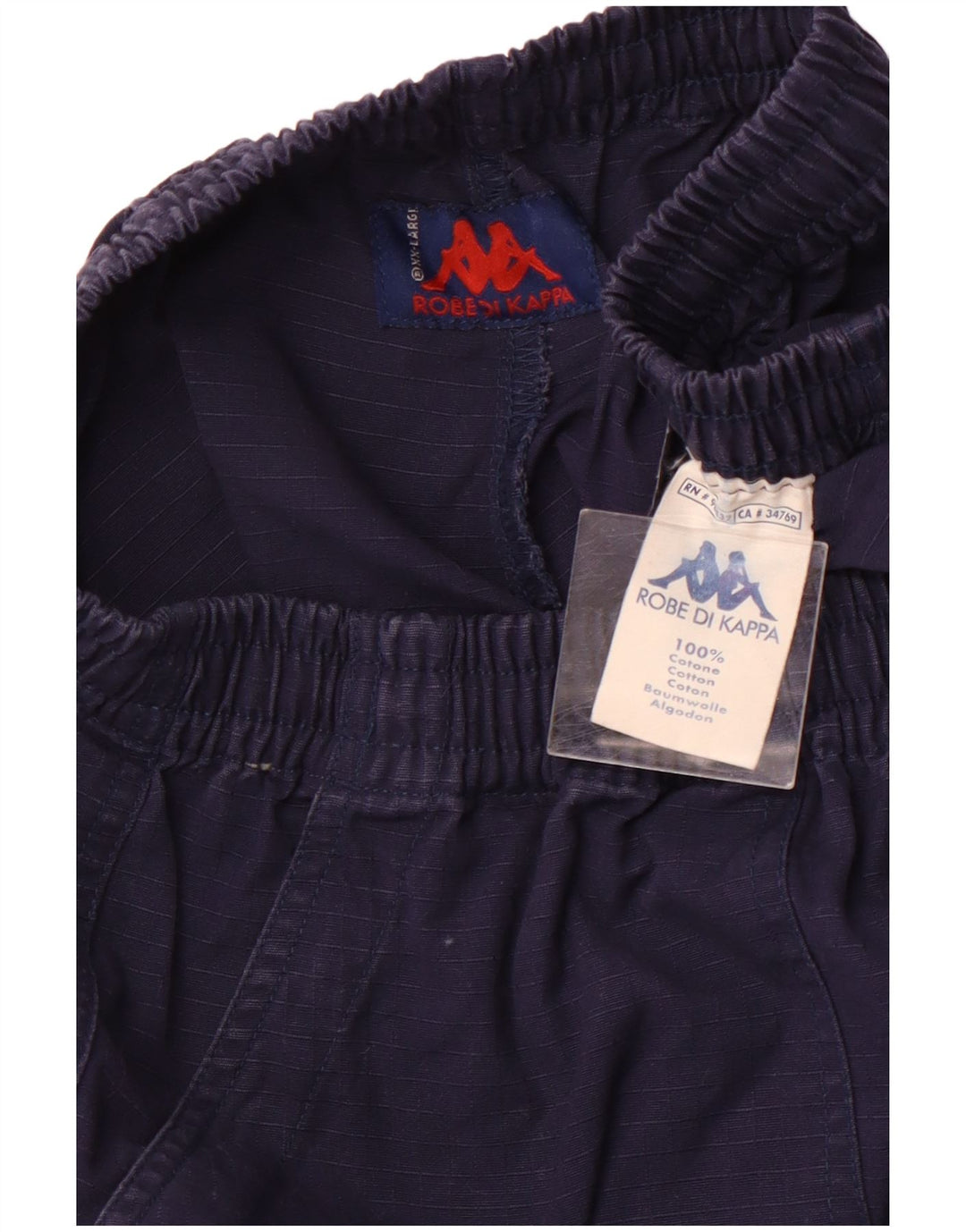 KAPPA Short cargo taille haute pour femme 2XL W32 Bleu marine à carreaux en coton