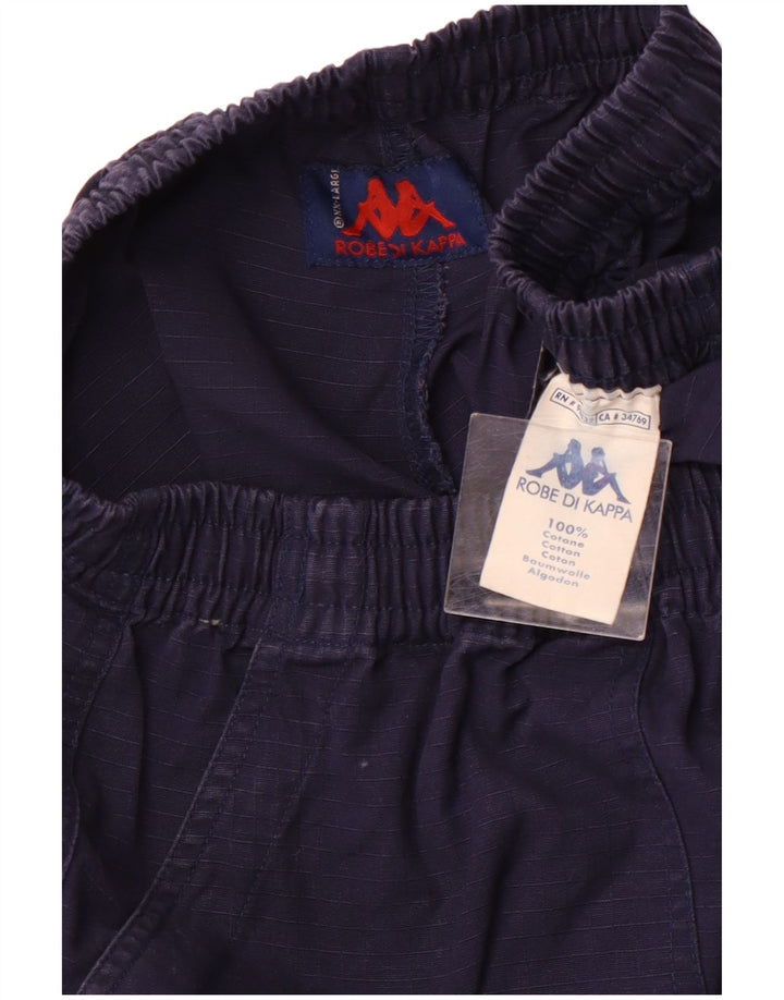 KAPPA Short cargo taille haute pour femme 2XL W32 Bleu marine à carreaux en coton