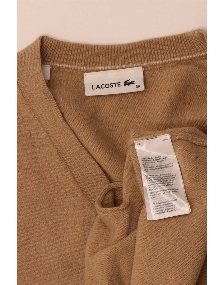 Lacoste Femme Cardigan Pull Taille 38 Laine Beige Moyen