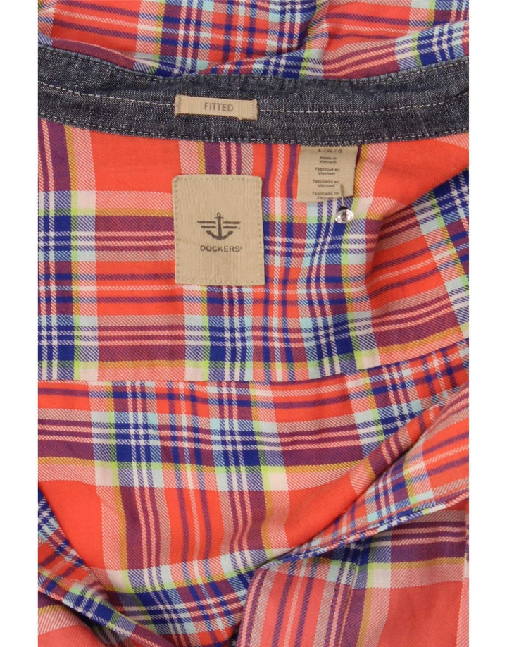 Dockers Chemise ajustée en flanelle pour hommes, grands carreaux orange