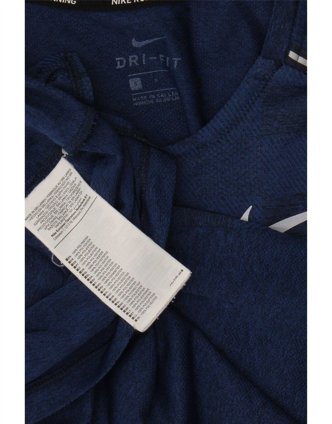 Nike Hommes Dri Fit T-Shirt Haut Petit Bleu Marine Géométrique Polyester