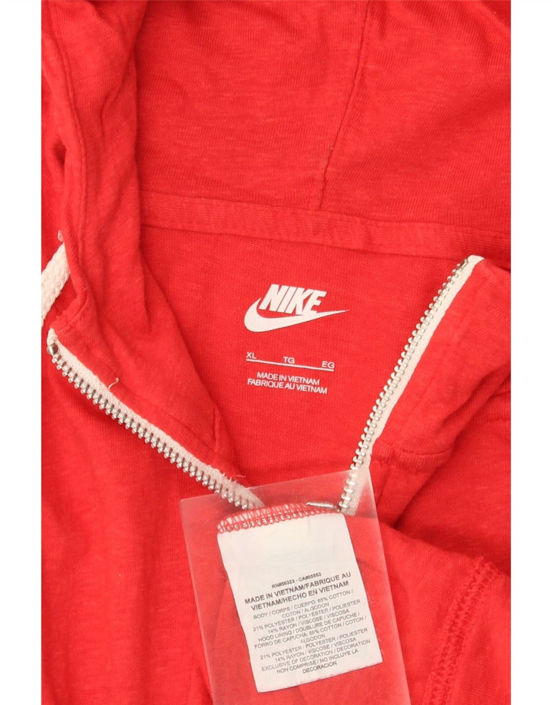 NIKE Pull à capuche zippé pour femme UK 18 XL Coton rouge