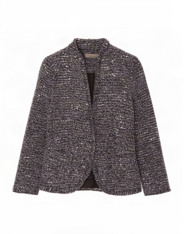 Zara Veste Blazer Femme UK 8 Petit Bleu Marine Moucheté