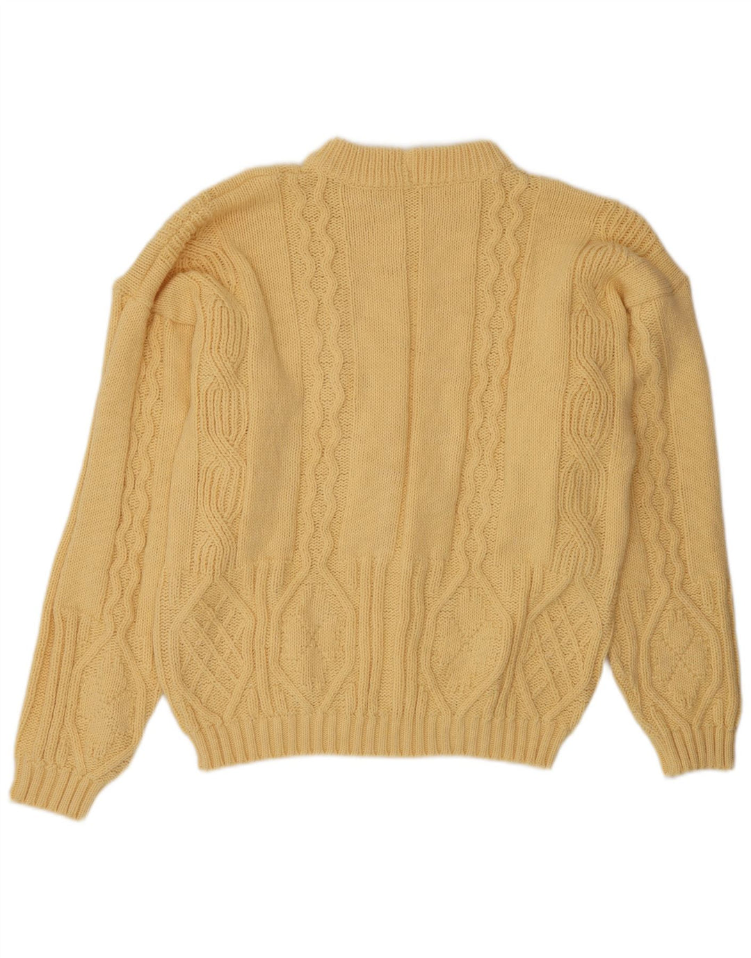 vintage Mens Crew Neck Jumper Pull Grand Jaune