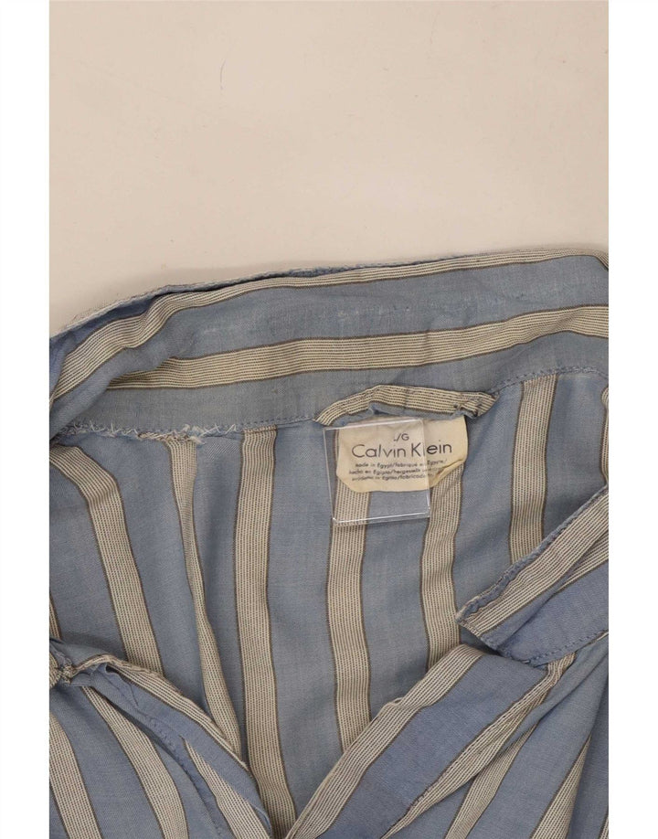 Calvin Klein Chemise pull à manches courtes pour homme en coton rayé bleu
