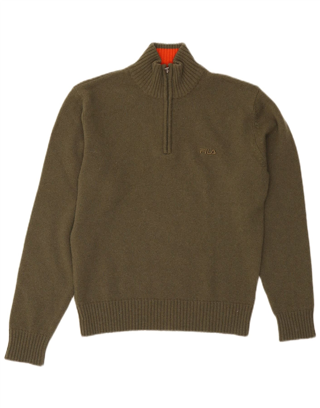 Fila Homme Pull Col Zippé Petit Kaki Laine