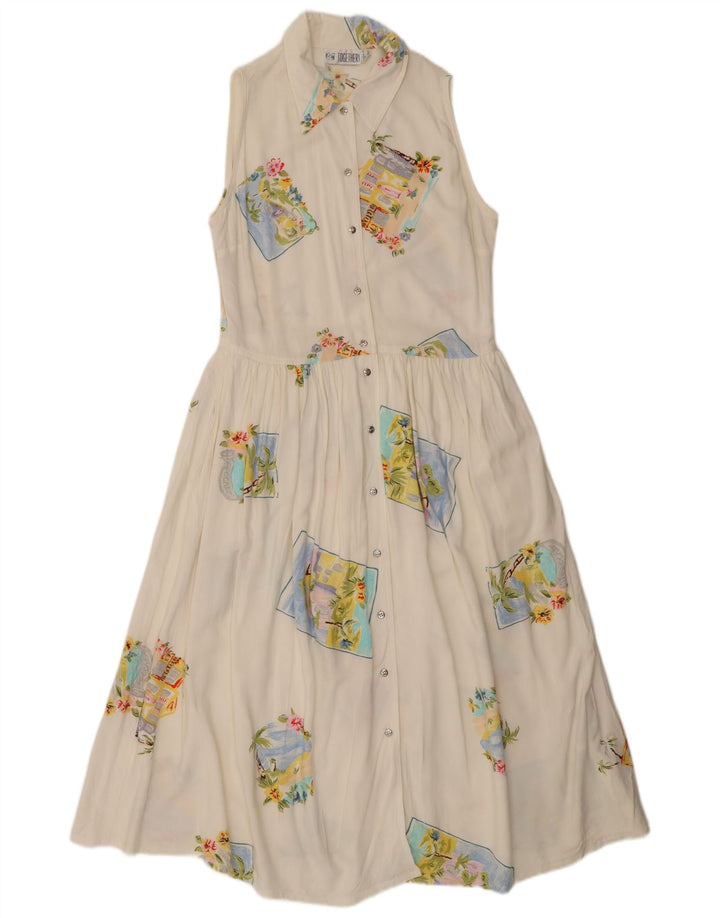 Together Robe chemise longue sans manches pour femme UK 42 Medium Blanc Patchwork