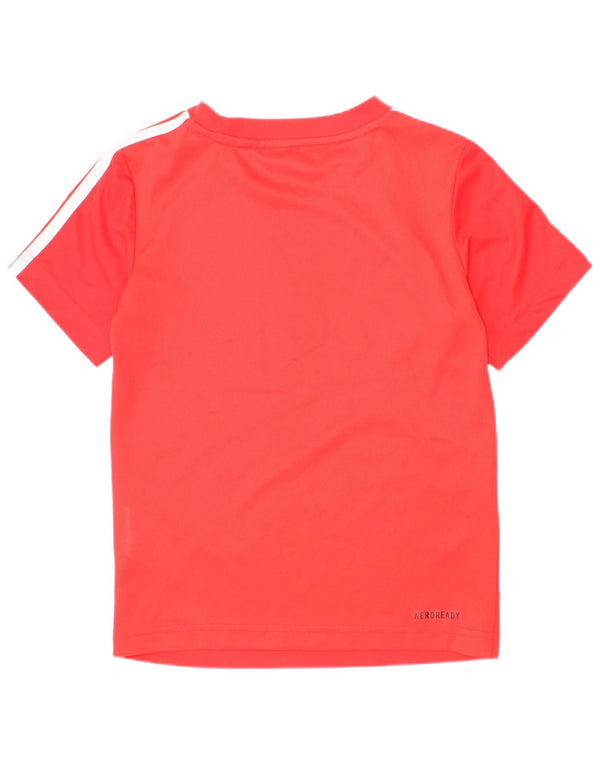 Adidas Garçons Aeroready Graphic T-Shirt Top 4-5 ans Rouge Polyester