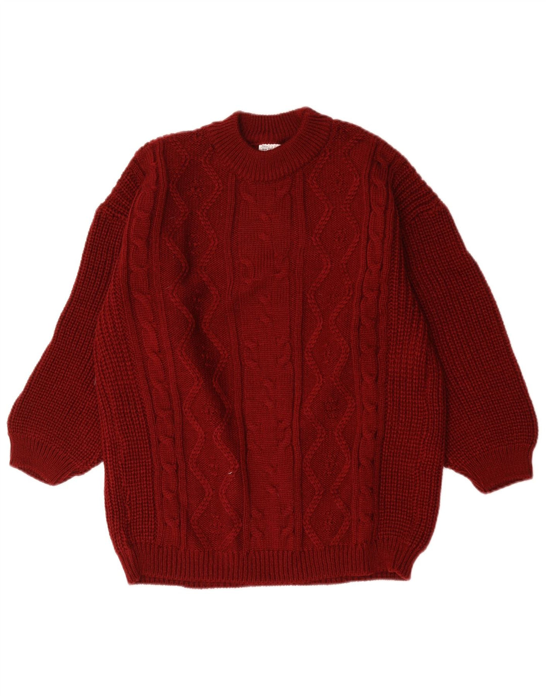 vintage Femme Oversize Crew Neck Jumper Pull EU 38/40 Marron Moyen