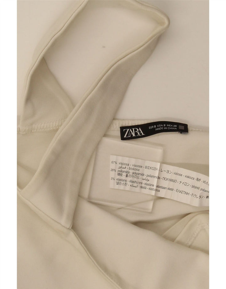 Zara Femme Crop Top UK 8 Petit Viscose Blanc