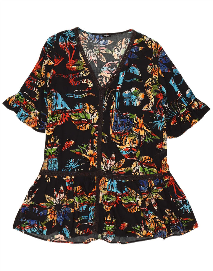Desigual Robe tunique pour femme UK 44 Medium Noir Floral