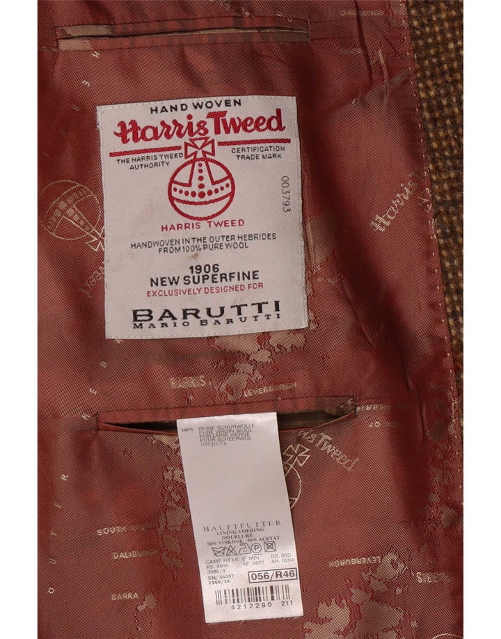 Harris Tweed Veste Blazer 2 Boutons pour Homme UK 46 3XL Marron Laine Vierge