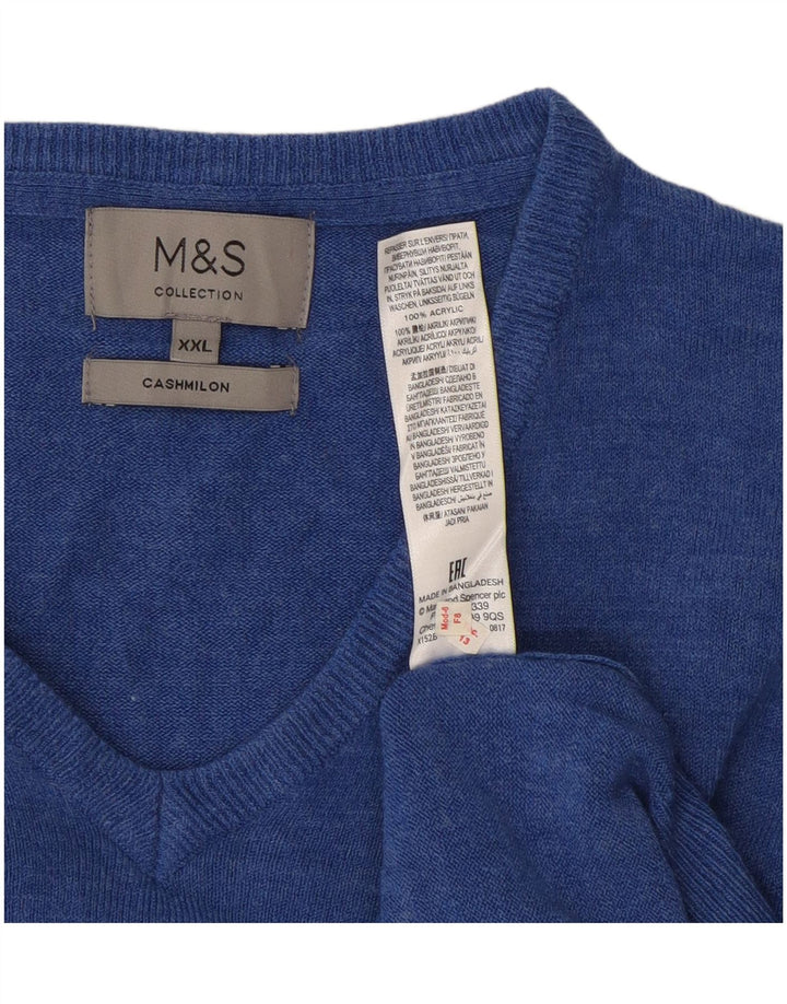 Marks & Spencer Pull col V pour homme 2XL Bleu Acrylique