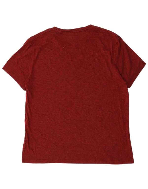 Jack Wills Mens Graphic T-Shirt Top XL Burgundy Flecked Cotton