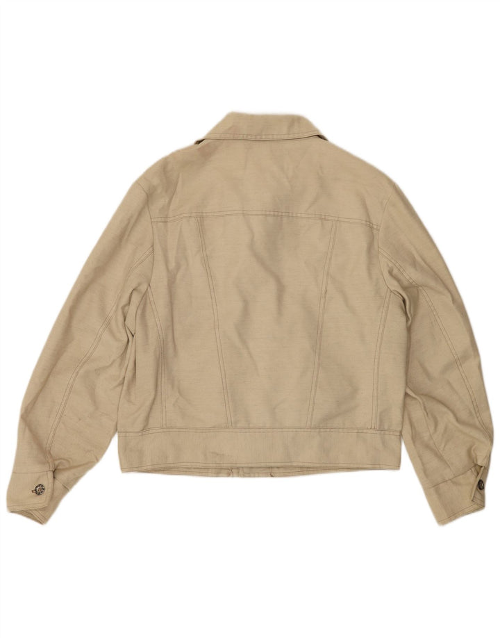 vintage Femme Crop Bomber Veste IT 48 XL Beige