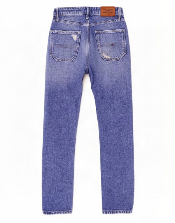 Tommy Hilfiger Jean droit effet vieilli pour fille 9-10 ans W24 L26 Bleu