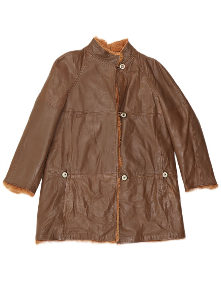 veste en cuir femme vintage UK 12 Brun moyen