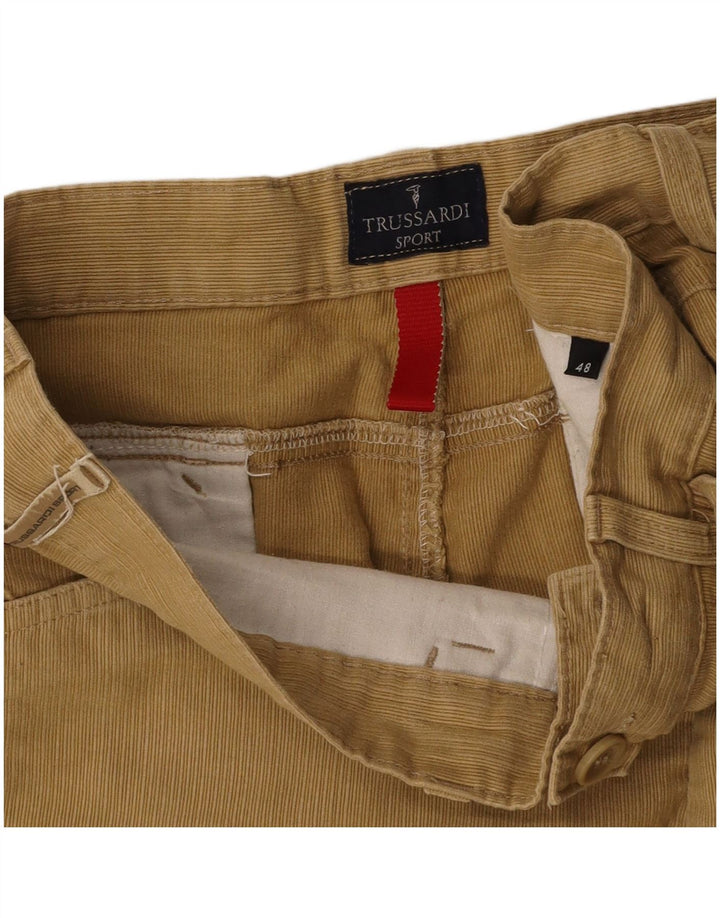 TRUSSARDI Pantalon droit en velours côtelé pour homme IT 48 Medium W32 L31 Beige