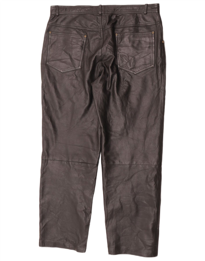 Angelo Litrico Pantalon droit en cuir pour homme W38 L30 Noir