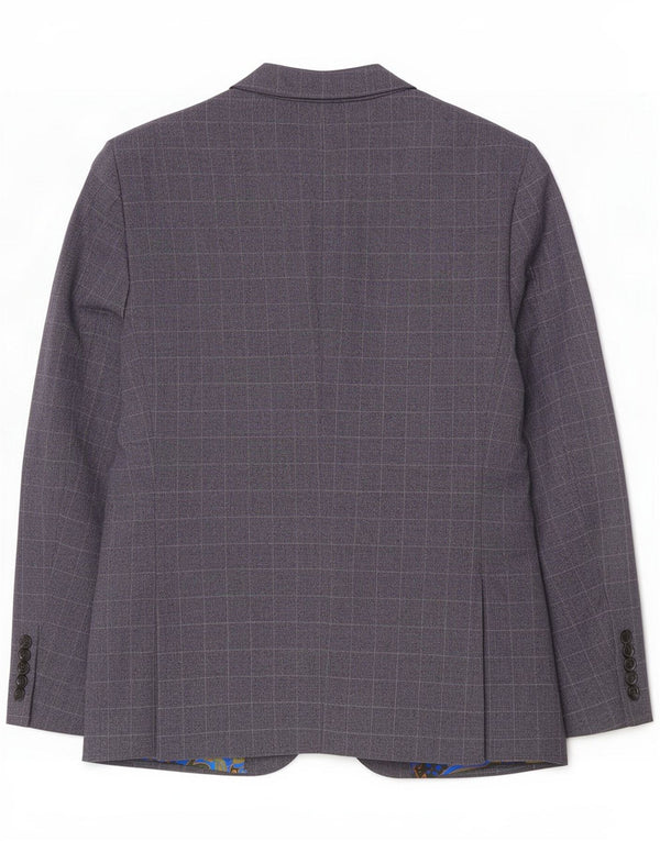 Marks & Spencer Veste blazer courte à 2 boutons pour homme UK 42 XL Bleu marine à carreaux