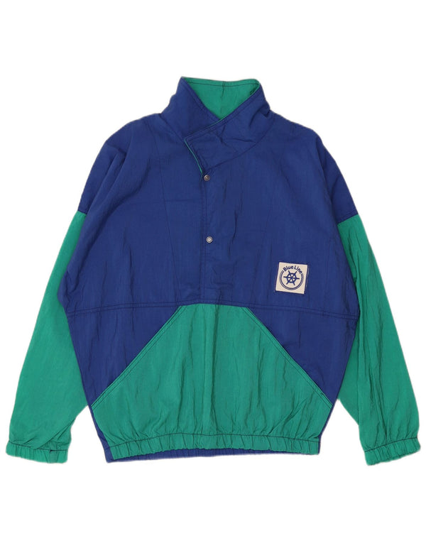 vintage Mens Pull Survêtement Top Veste XL Bleu Colorblock Polyamide