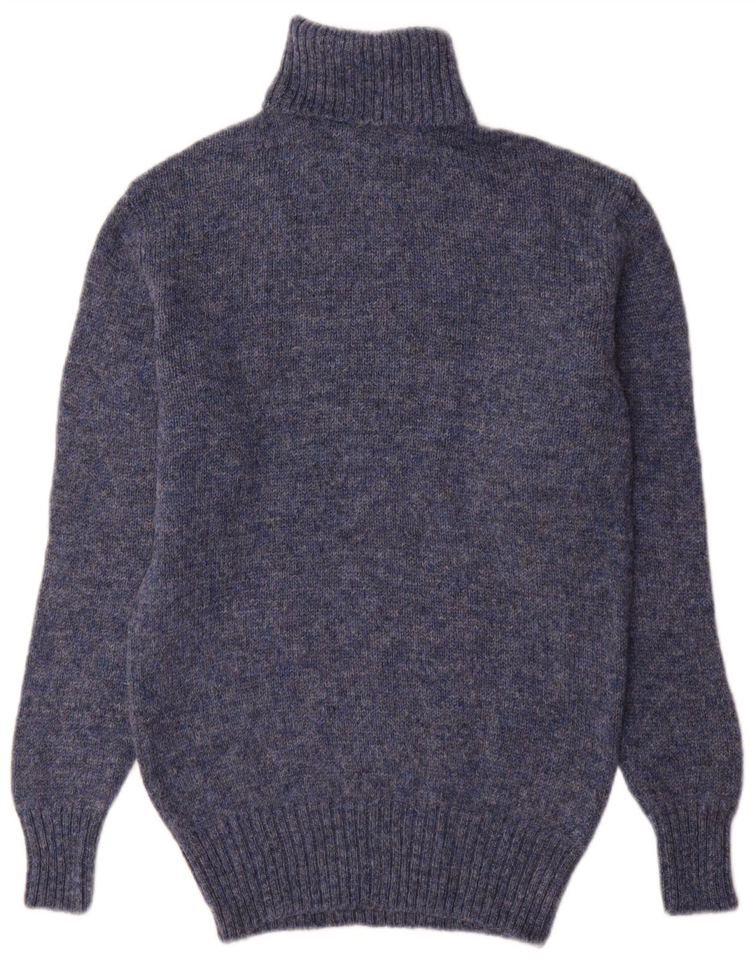 vintage Mens Roll Neck Jumper Pull Petite Bleu Nouvelle Laine
