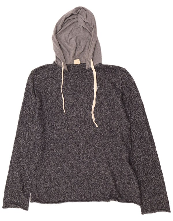 Hollister Pull à capuche pour homme en coton moucheté bleu marine Large