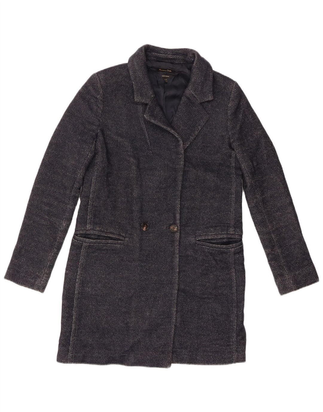 Massimo Dutti Pardessus Femme EU 36 XS Bleu Marine Laine