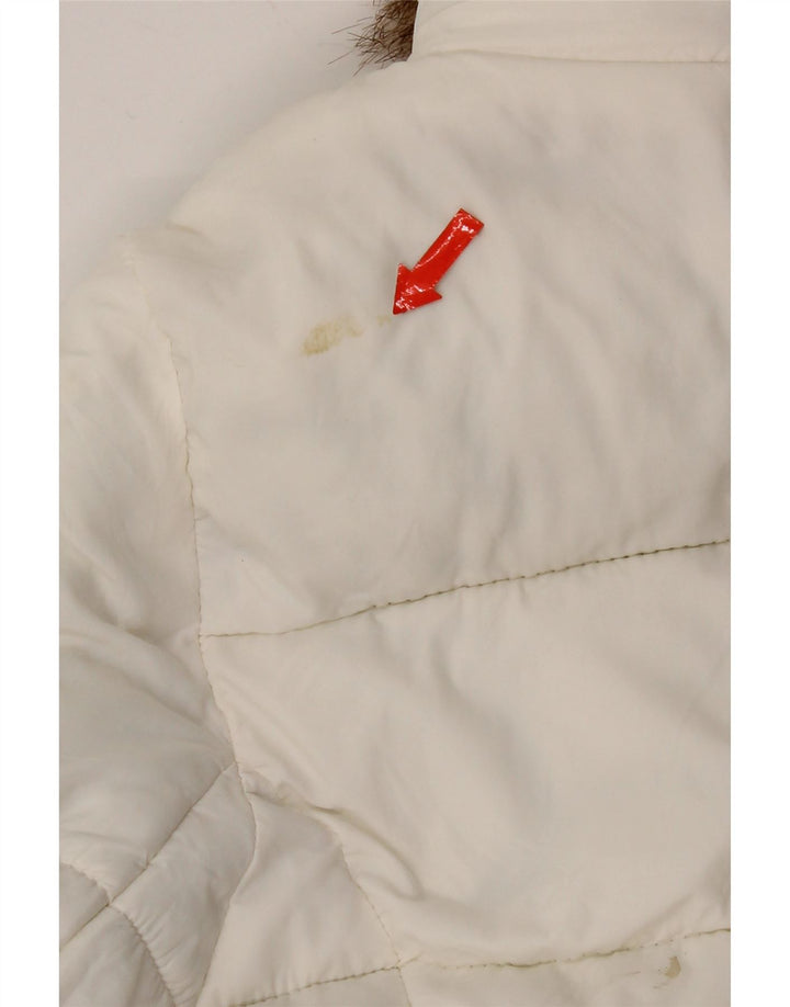 Zara Veste matelassée à capuche pour femme UK 10 Small Blanc Polyamide