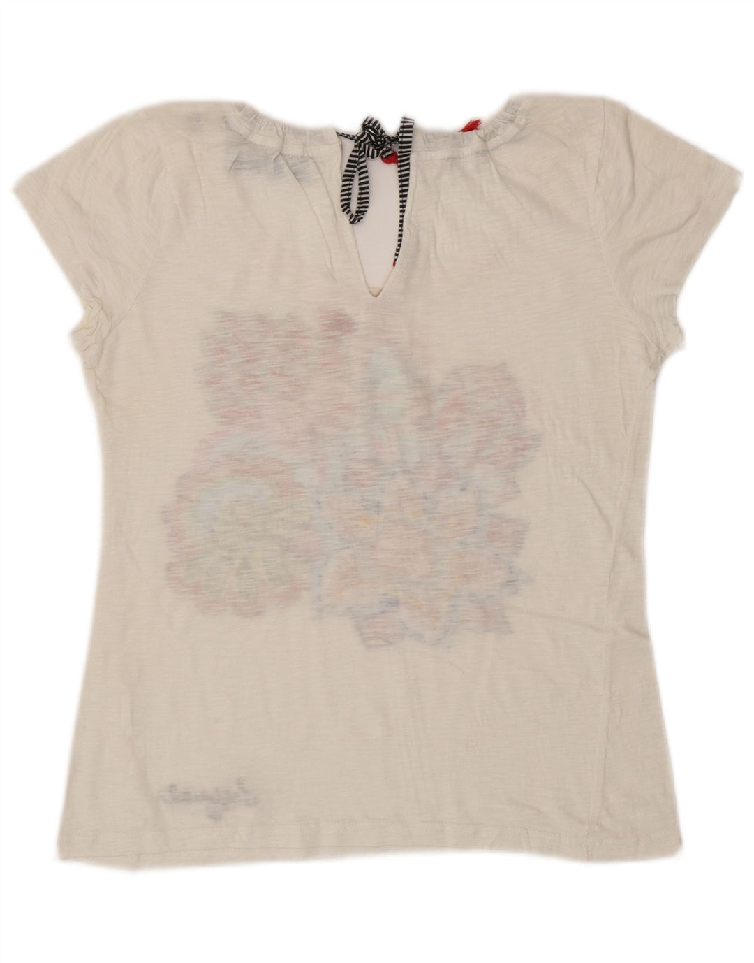 DESIGUAL T-shirt graphique pour femme UK 12 Medium White Floral