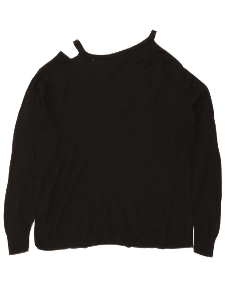 Zara Pull col V pour femme UK 12 Medium Noir Viscose