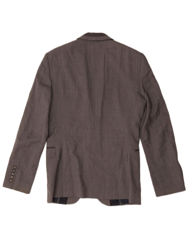 Zara Veste Blazer 2 Boutons Homme UK 38 Laine Gris Moyen
