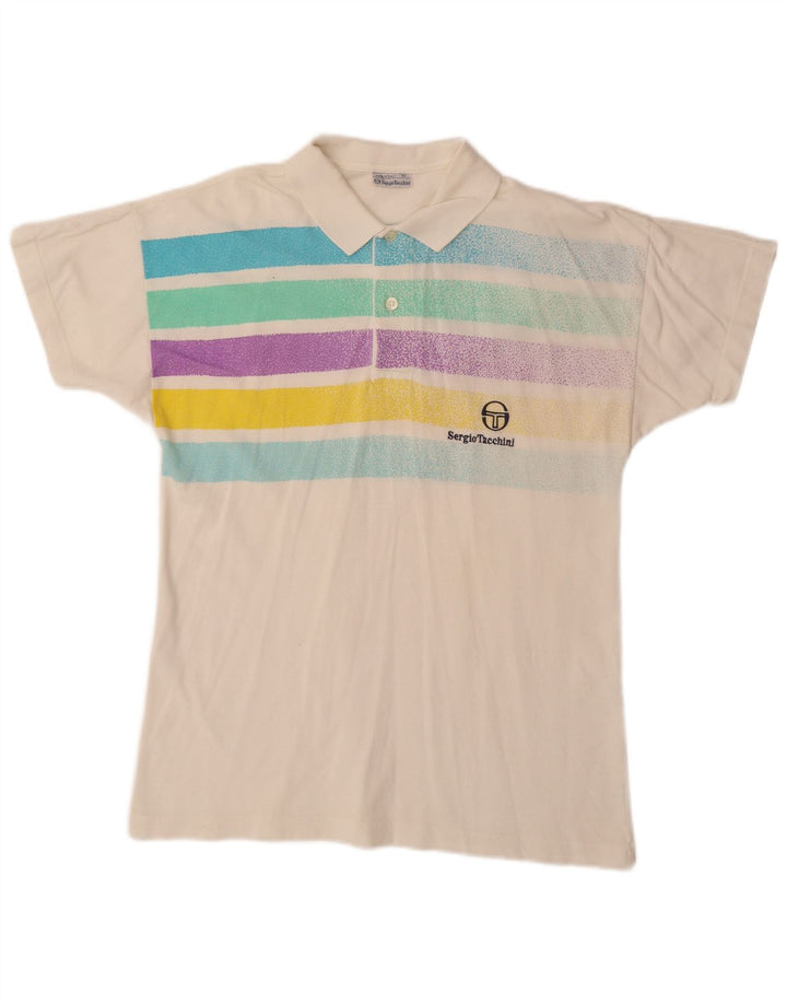 SERGIO TACCHINI Polo Homme Petit Blanc Rayé Coton