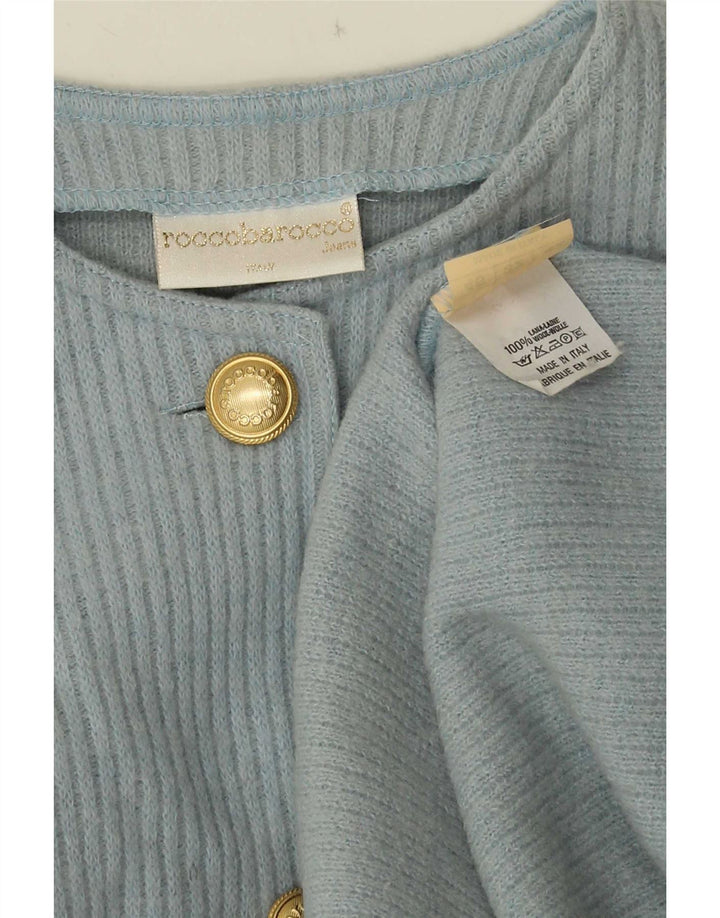 Roccobarocco Cardigan asymétrique graphique pour femme IT 46 Large Bleu