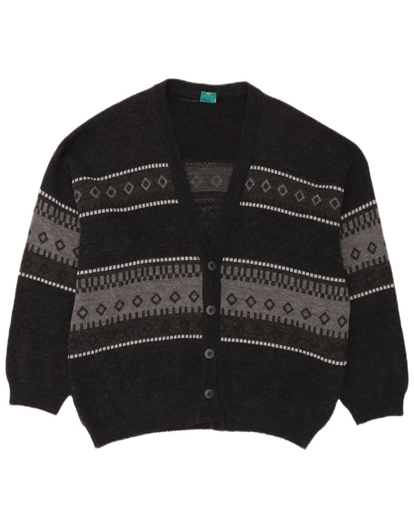 C&A Homme Canda Cardigan Pull Large Bleu Marine Fair Isle Acrylique