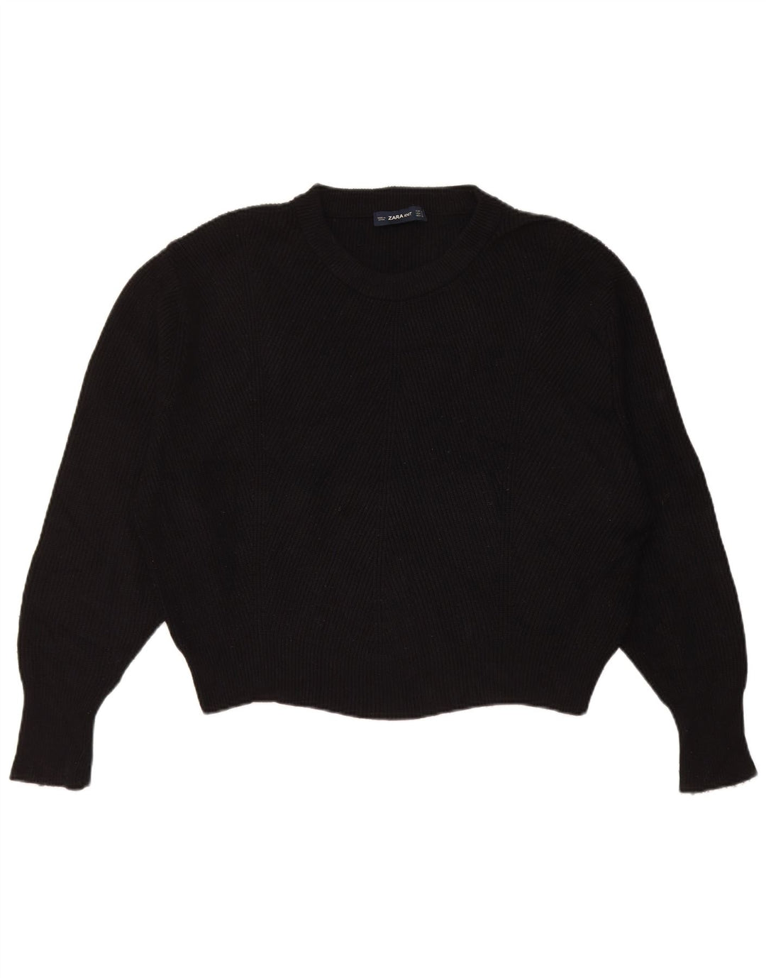 Zara Pull surdimensionné à col rond pour femme UK 14 Viscose noir moyen