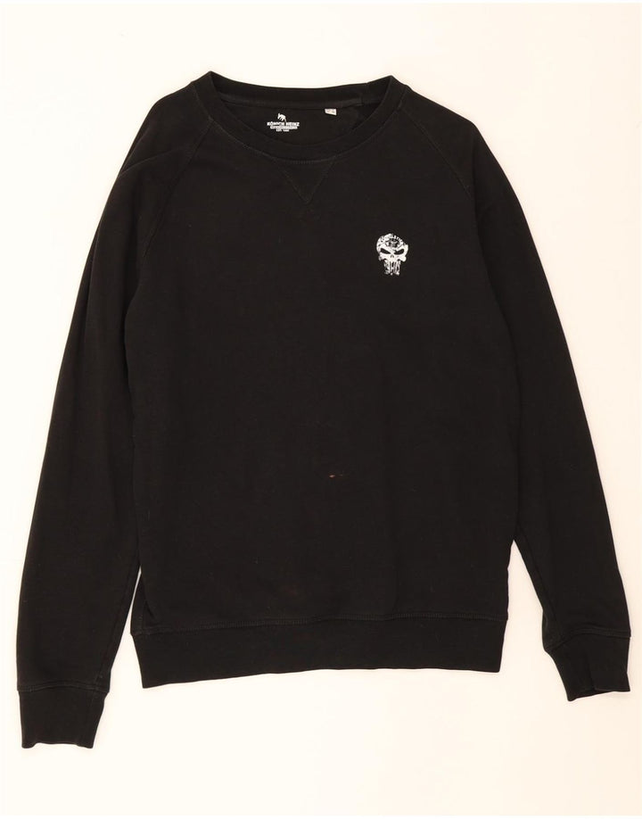 VINTAGE Mens Sweatshirt Jumper Medium Black Cotton Vintage Vintage and Second-Hand Vintage from Messina Hembry 