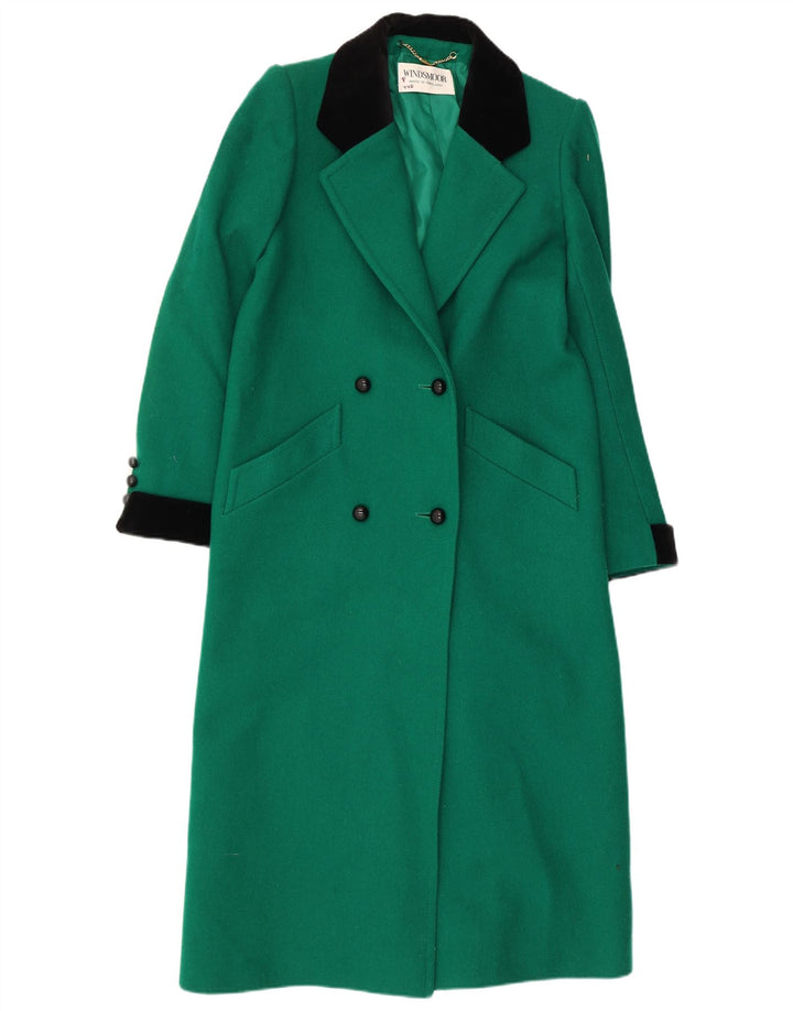 WINDSMOOR Manteau croisé femme UK 10 Petite laine verte