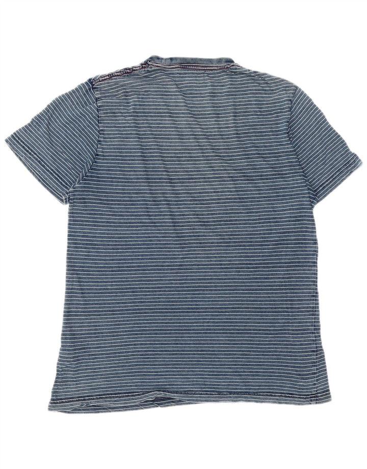 Penguin T-Shirt Homme Haut Large Bleu Rayé Coton