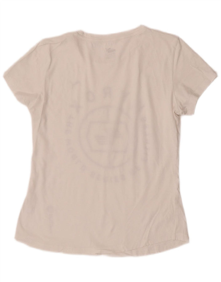 Puma T-shirt graphique pour femme UK 12 Blanc moyen