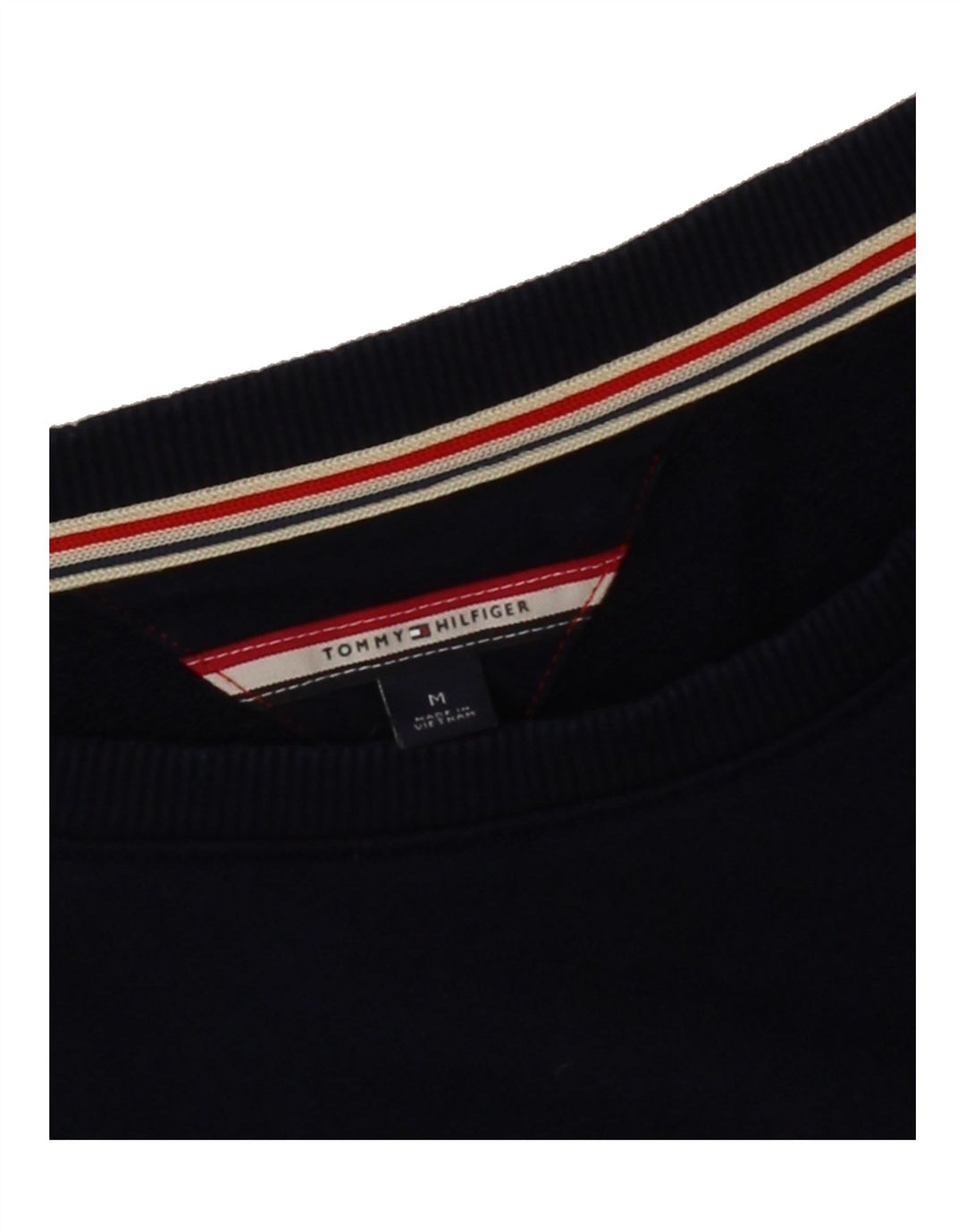 TOMMY HILFIGER Womens Sweatshirt Jumper UK 14 Medium Navy Blue Colourblock Vintage Tommy Hilfiger and Second-Hand Tommy Hilfiger from Messina Hembry 